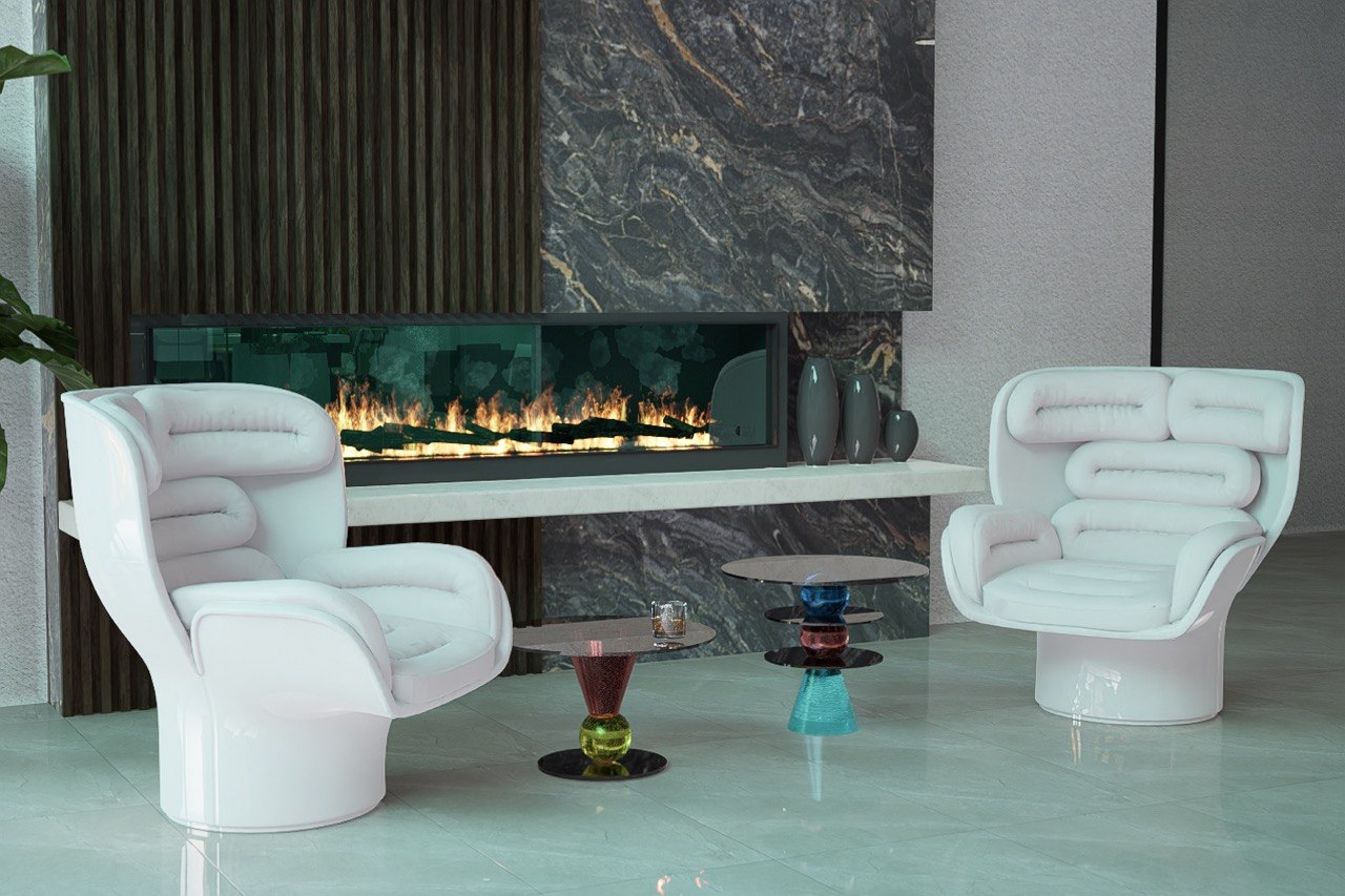 Interior atmosphere and fireplace visualization